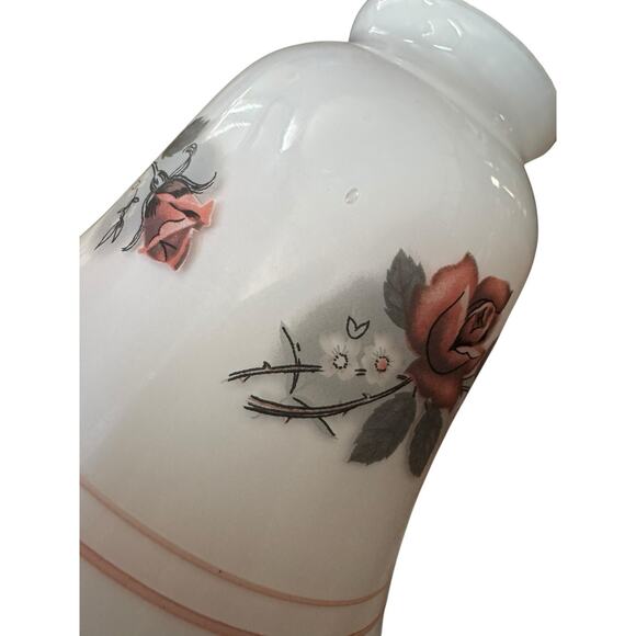 VTG 1980s Luster Milk Glass Ceiling Fan Globe Rose 3 Piece Set Floral Cottage - Picture 6 of 13